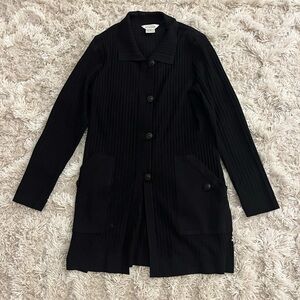Exclusively Misook Open Front Long Black Cardigan Women's Small